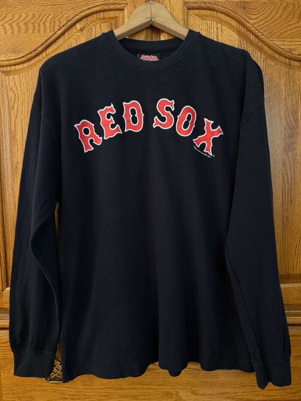 Boston Red Sox Stitches Waffle Knit Thermal Pullover 2000s Size Large